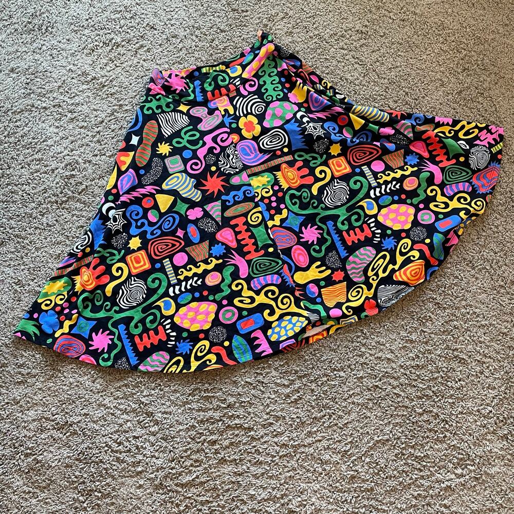 Nooworks Francis Circle Skirt Party Mix cotton blend black colorful size L - Picture 8 of 12
